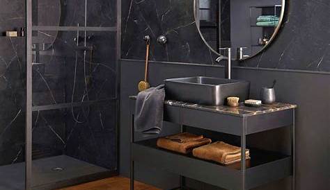Carrelage salle de bain noir brillant Idée de maison et déco