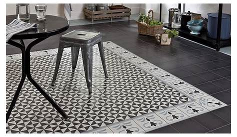 Carrelage Tapis Carreaux De Ciment Imprimé (Noir) Homemaison