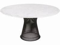 Vintage Stainless Steel and Carrera Marble Dining Table with Glass Top