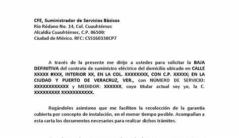 ᐅ Carta para Cancelar Servicio de Luz 〖 DESCARGAR 〗 CFE