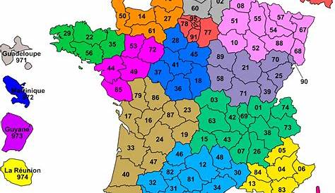 Carte des numéros des départements Français