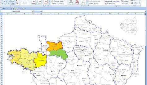 Carte Départements De France Pour Word Et Excel Modifiable | Le Carte