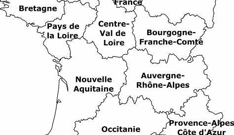 Black outlines map france with names on white Vector Image