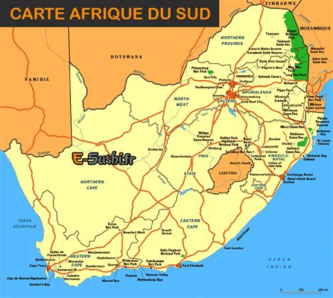 carte d'afrique du sud