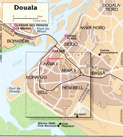 de voyage cameroun douala, carte du centre ville