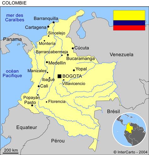 Colombie Carte Villes