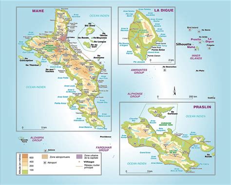 Carte des Seychelles Plusieurs cartes du pays connu pour ses plages