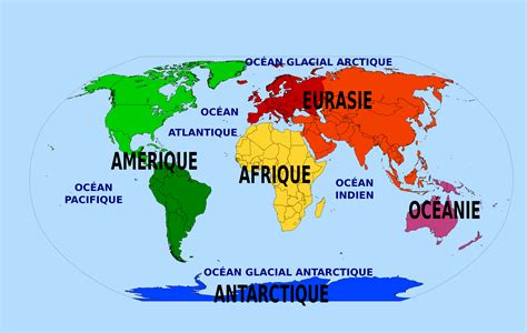 carte du monde avec les noms des continents et des océans 1782553