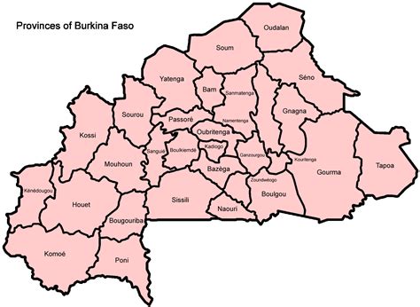 carte des provinces du burkina faso