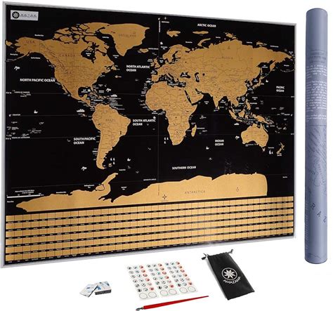 Carte du Monde à gratter XXL ultra précise avec Drapeaux détaillées