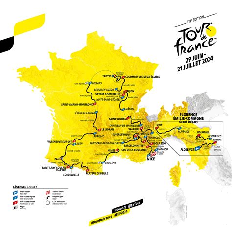 carte du tour de france cycliste 2024