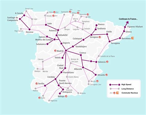 Map of Spain (Railway Services in Spain) online