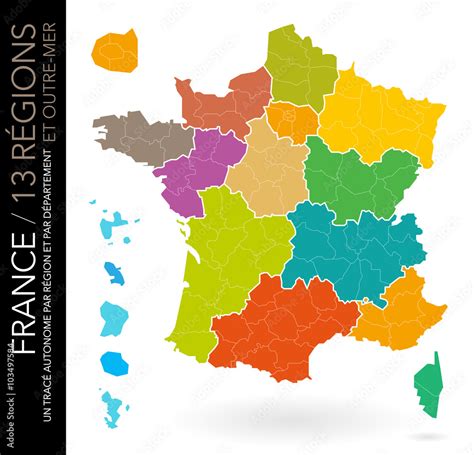 France carte politique modifiable très détaillée avec étiquetage