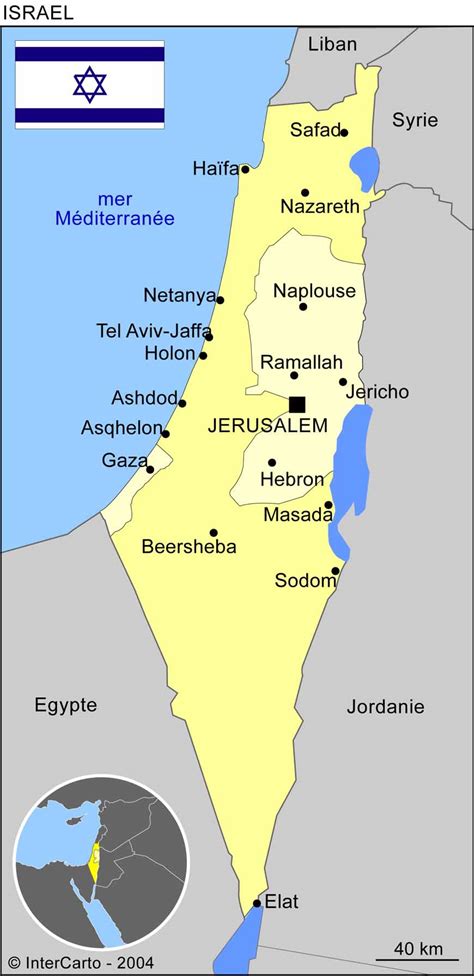 carte geographique palestine et israel