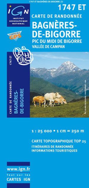 Carte IGN BagnèresdeBigorre 1747ET Bleu