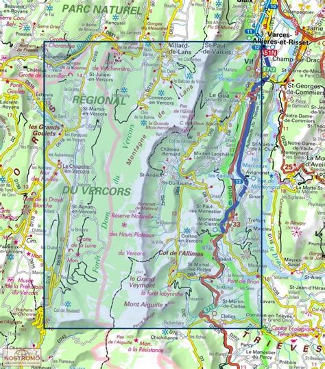 3236OT VILLARS DE LANS carte de randonnée IGN nostromoweb