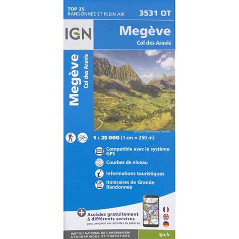 Carte TOP 25 n° 3531 OTR (résistante) Megève & Col des Aravis (Alpes