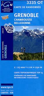 Achat Carte randonnées IGN 3335 OT Grenoble Chamrousse Belledonne