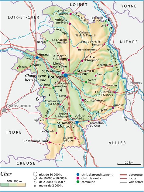 Carte du Cher Cher carte du département 18 villes, sites