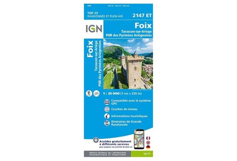 Carte IGN TOP 173 Foix, Andorre