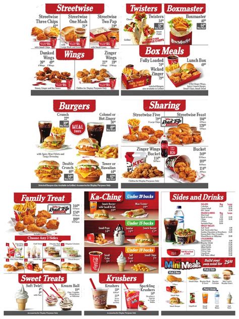 KFC Delivery Menu in SIngapore PDF Visa Inc. Master Card
