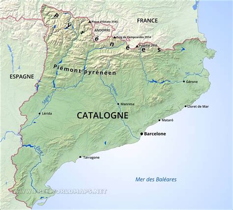 Catalonia physical map