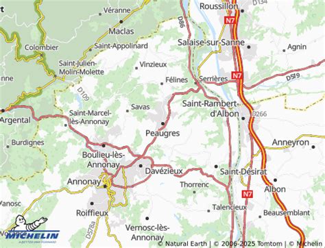 Plan Peaugres carte ville Peaugres