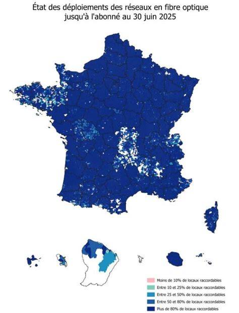 Déploiement de la fibre L’Arcep met à jour sa carte interactive