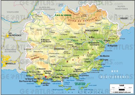 Carte du Var Carte du département du Var en France Sites touristiques