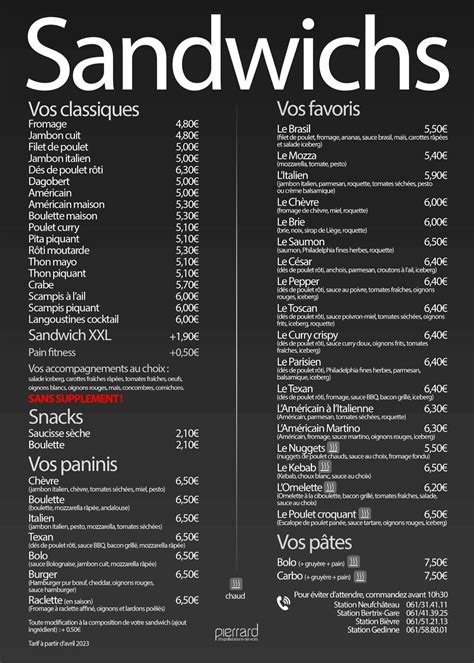 Carte Sandwichs si Salate, de Pascal Tepper et Jacques Chene Egastro