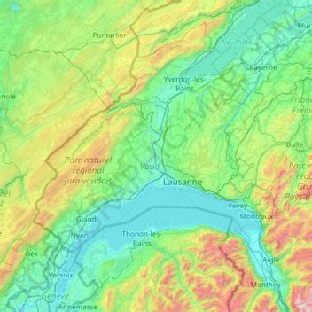 Vaud Canton Switzerland 3D Render Topographic Map Border Digital Art by
