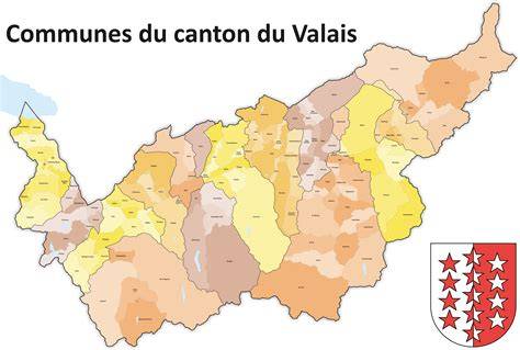 Canton of Valais municipality map