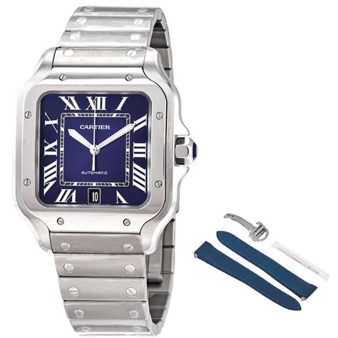 cartier men's watches with diamonds and blue
