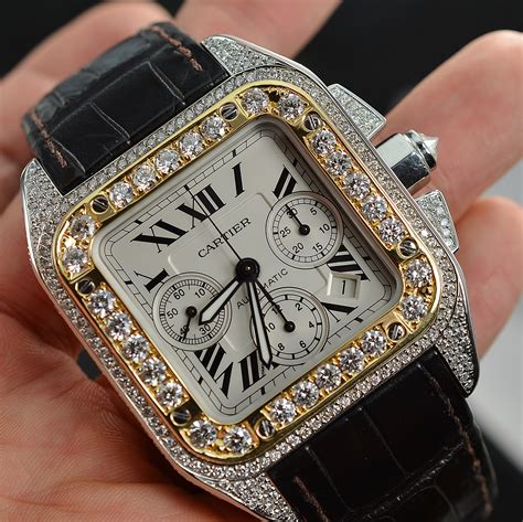 cartier men's watches with diamonds and gold