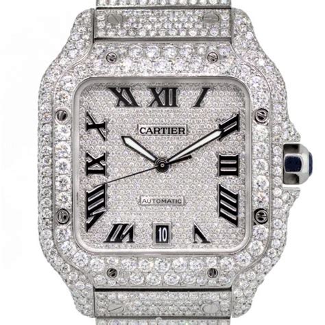 cartier men's watches with diamonds and steel