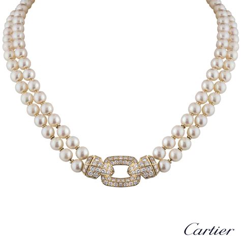 cartier necklace with diamonds and pearls