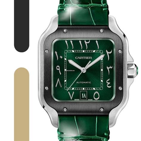 cartier santos green dial arabic numerals