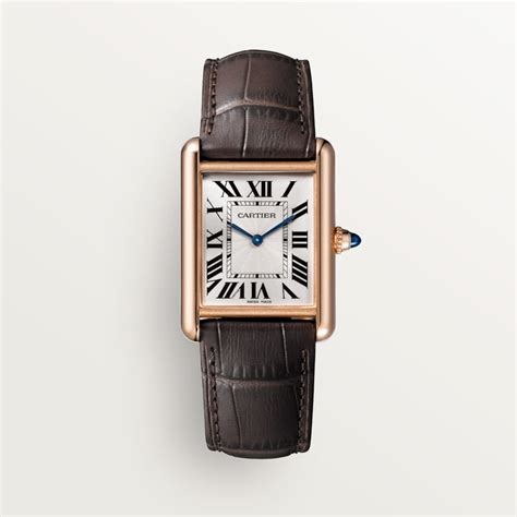 cartier tank rose gold leather strap