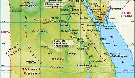 Mappa Geografica Dell'Egitto Con Le Città Importanti Fotografia Stock