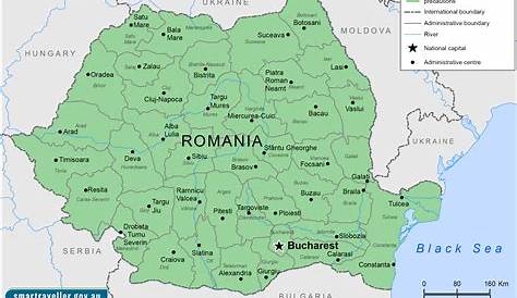 La Romania mappa politico con capitale Bucarest i confini nazionali