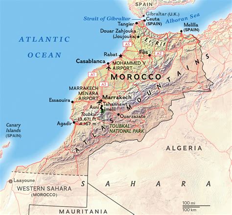 cartina del marocco fisica