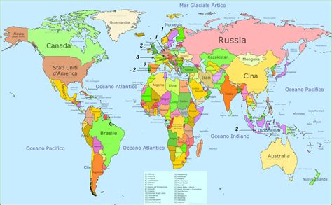 cartina del mondo con stati
