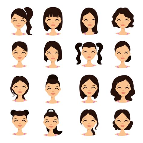Different cartoon hairstyles Royalty Free Vector Image