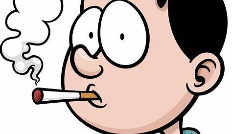 Cartoon Vector Illustration Of Young Children Smoking A Cigarette