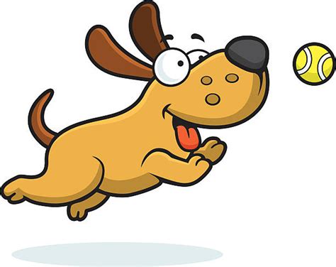 cartoon dog catching a ball