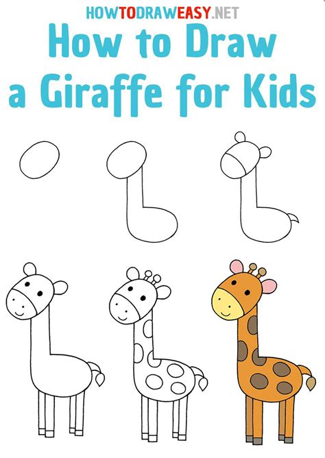 How To Draw Giraffe Cartoon !! Draw For Kids !! Step By