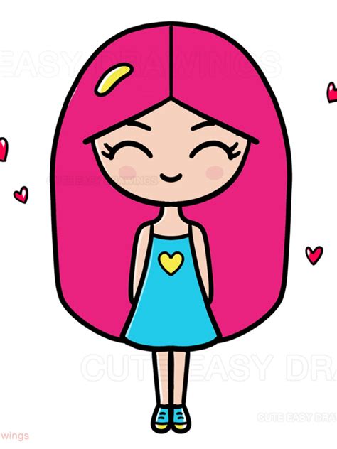 cartoon girl drawing easy cute and beautiful