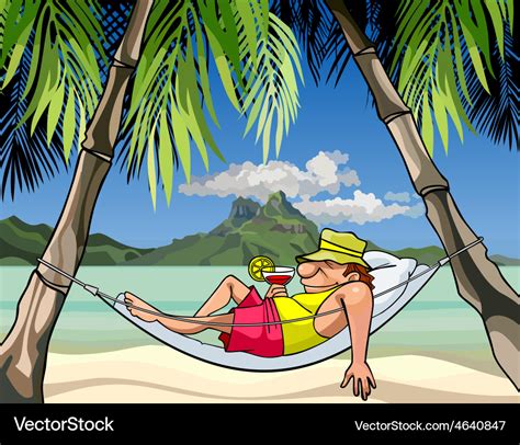 cartoon picture of man in hammock