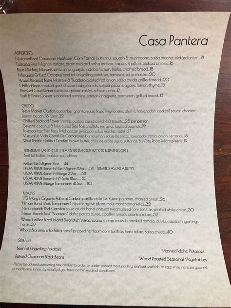 Discover Casa Pantera's mouthwatering menu: Indulge in flavorful dishes