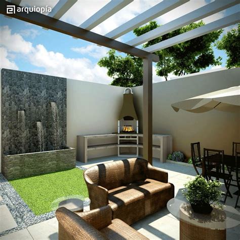 Diseño de exteriores 2 patios modernos con pileta